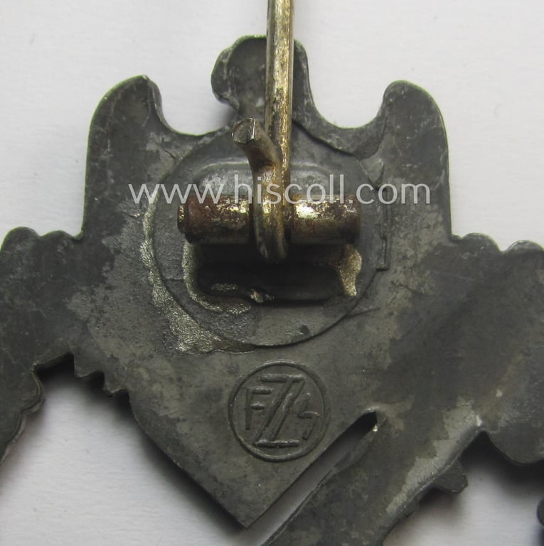 Zinc- (ie. 'Feinzink'-) based, 'Infanterie-Sturmabzeichen in Silber' (or silver IAB) being a clearly maker- (ie. 'FZZ'-) marked example