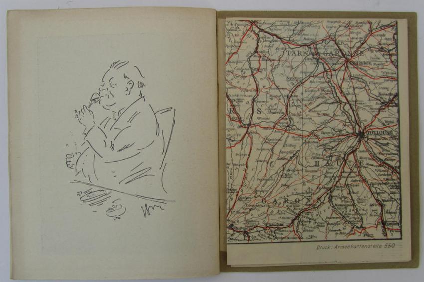 Interesting, French (locally produced-) period publication (or: 'Reiseführer') entitled: 'Kleiner Wegweiser für die Soldaten der Deutschen Südwestarmee und der Atlantikküste', dated: '1940' - nice (albeit used-) condition!