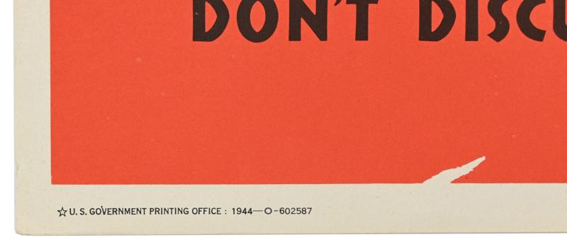 US WW2 Poster 'Award for careless talk'