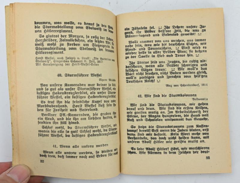 German HJ Songbook 'Uns geht die Sonne nicht unter'