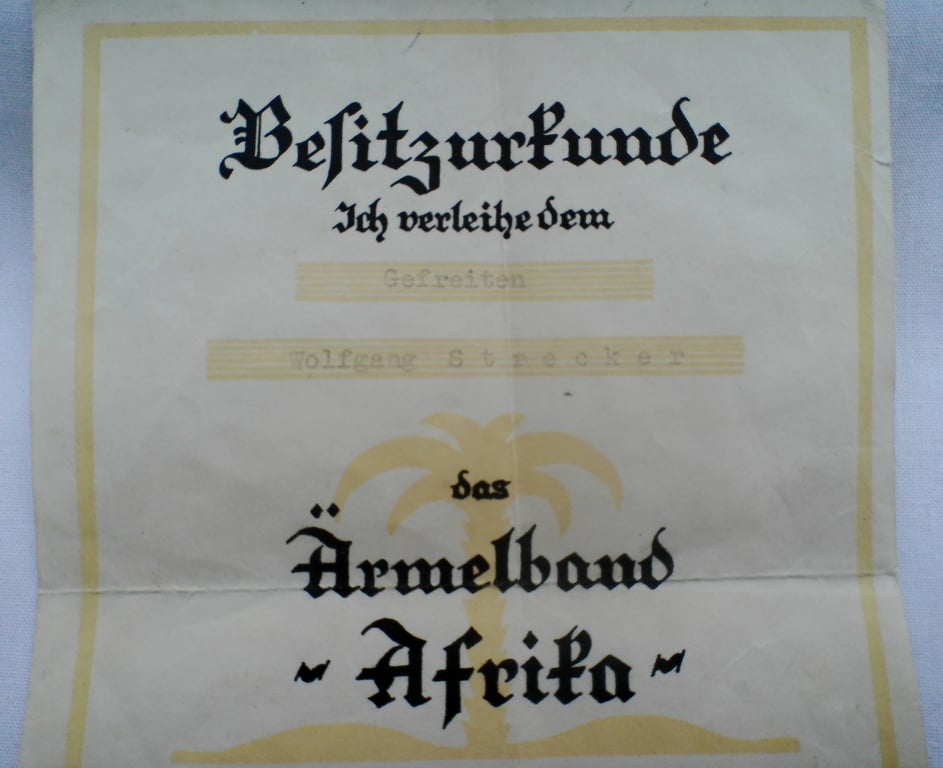 WWII German “AFRIKA” Ärmelband Afrika