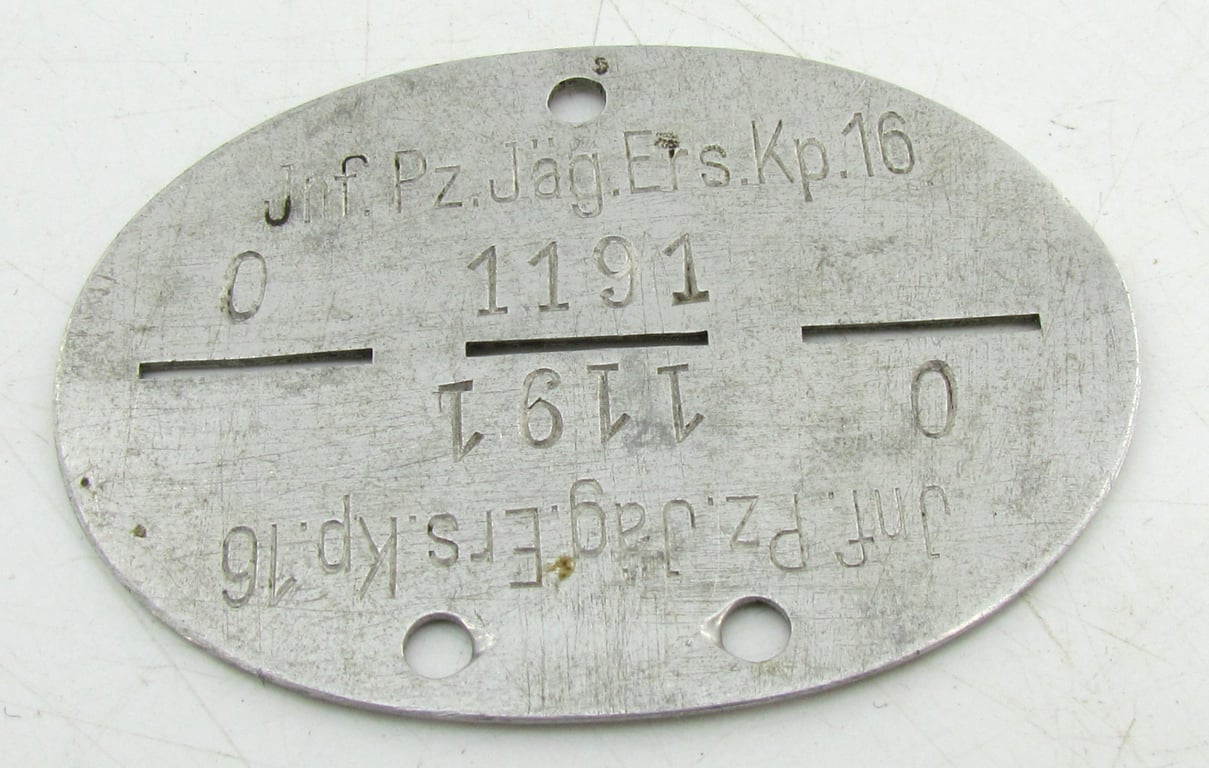 Erkennungsmarke ( EKM ) "inf.PZ.Jäg.Ers.KP.16"