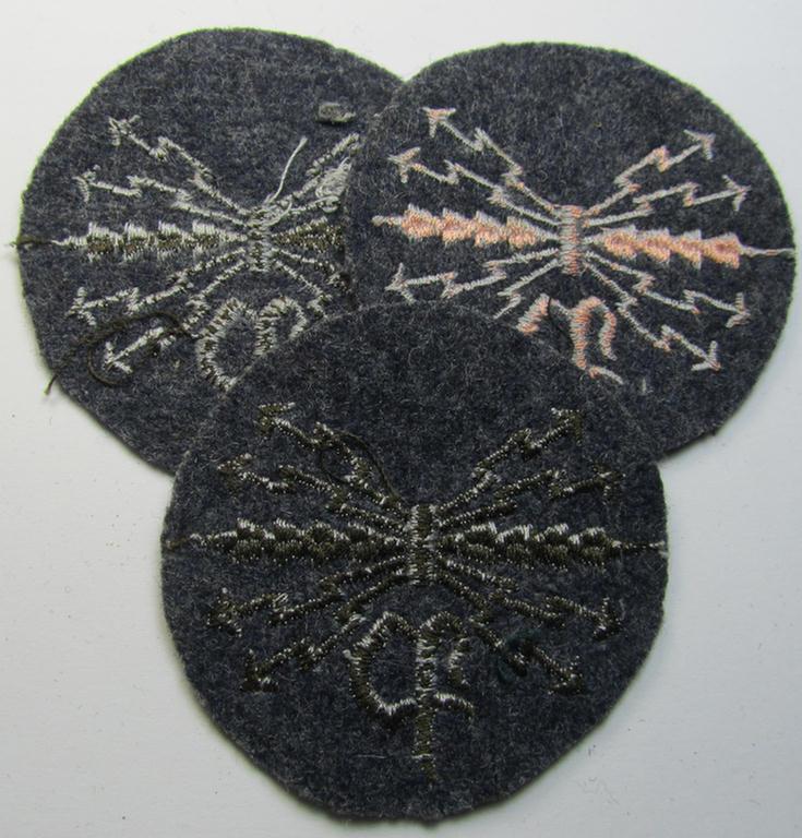 WH (Luftwaffe) machine-embroidered, trade- ie. special-career ie. proficiency patch (ie. 'Laufbahn- o. Tätigkeitsabzeichen') as was specificallly intended for usage by: 'Peilfunker'