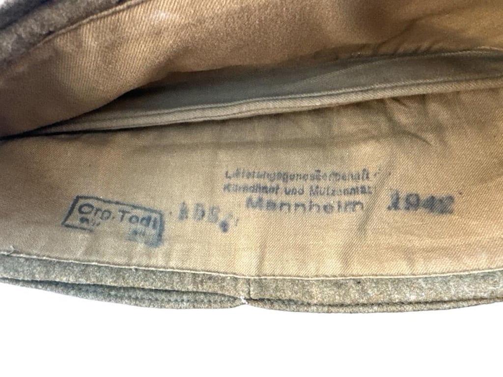 Organization Todt Side Cap Maker Marked 1942