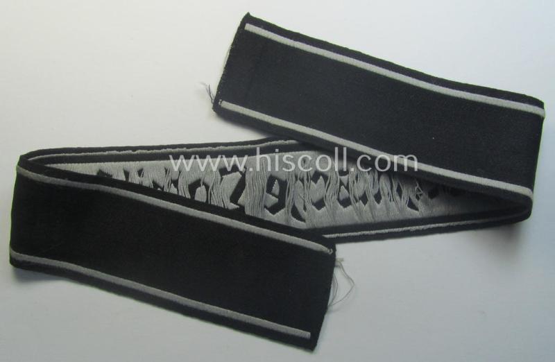 Minimally used and/or carefully tunic-removed, TeNo-cuff-title (ie. 'Ärmelstreifen') entitled: 'Technische Nothilfe' (= 'TeNo') being a full length example as was woven in the neat 'BeVo'-weave pattern