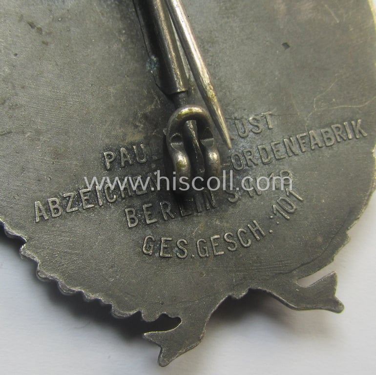 'High-quality'-produced example of a: 'Freikorps'-related award being a so-called: 'Ehrenzeichen des Schlageter-Gedächtnis Bund e.V.', showing the bars ie. 'Spangen' resp. entitled: 'Spartakus' and/or: '1919/23'