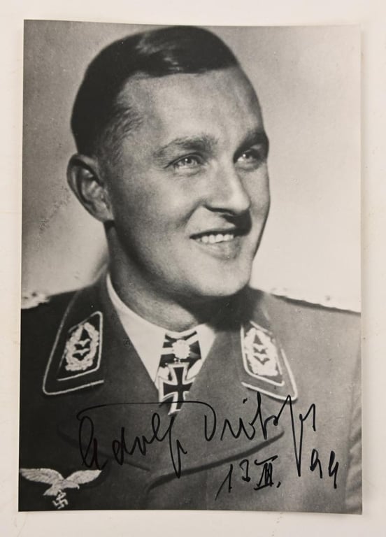 Signature of Luftwaffe KC&OLC Recipient 'Adolf Dickfeld'