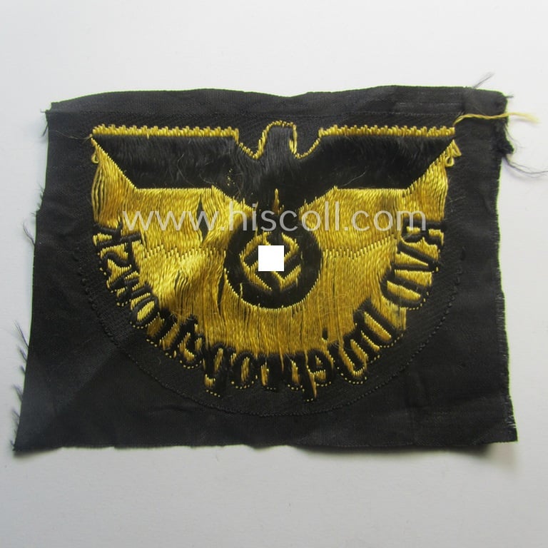 RB- ('Reichsbahn'-) related arm-eagle as executed in 'BeVo'-weave style as was intended for an official of the: 'Deutsche Reichsbahn' ie. the 'RVD Dnjepropetrowsk' (or: 'Reichsverkehrsdirektion Dnjepropetrowsk')
