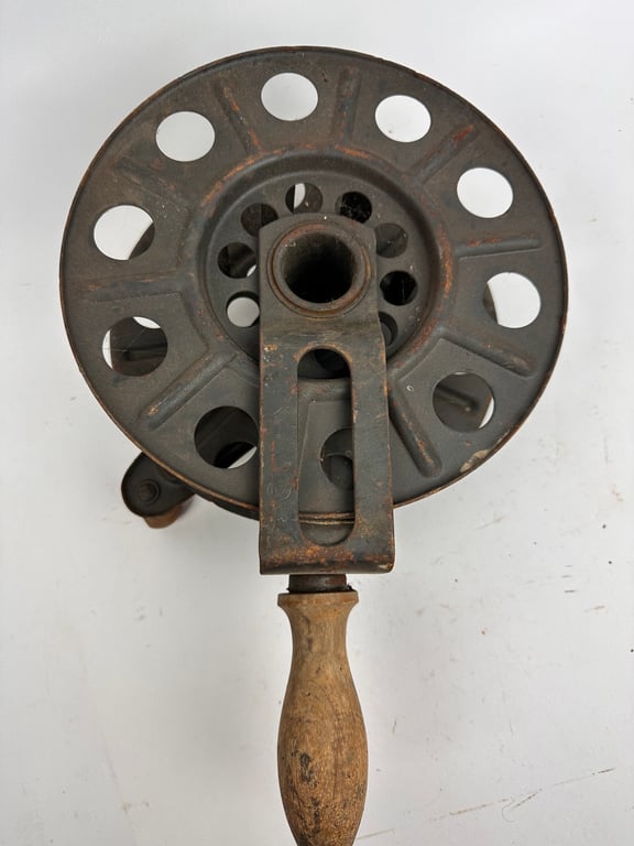 Original German WWII Big Hand Held Cable Reel With Wire Dated2 1942 "DZ"