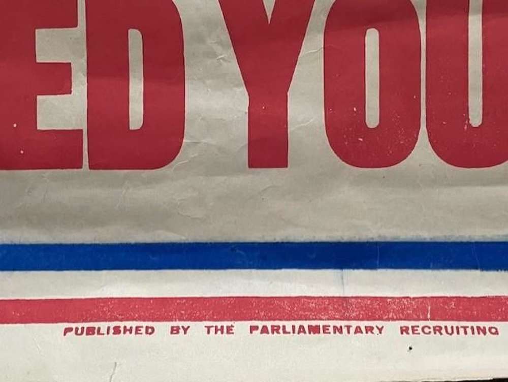 RARE ORIGINAL BRITISH WWI RECRUITING POSTER 1914-1918