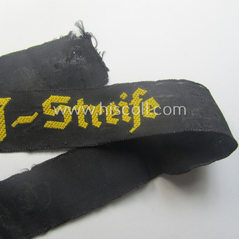 Superb - and with certainty rarely encountered! - example of the HJ- ('Hitlerjugend'-) cuff-title (ie. 'Ärmelstreifen') entitled: 'HJ-Streife' being an example as executed in the typical 'BeVo'-woven pattern