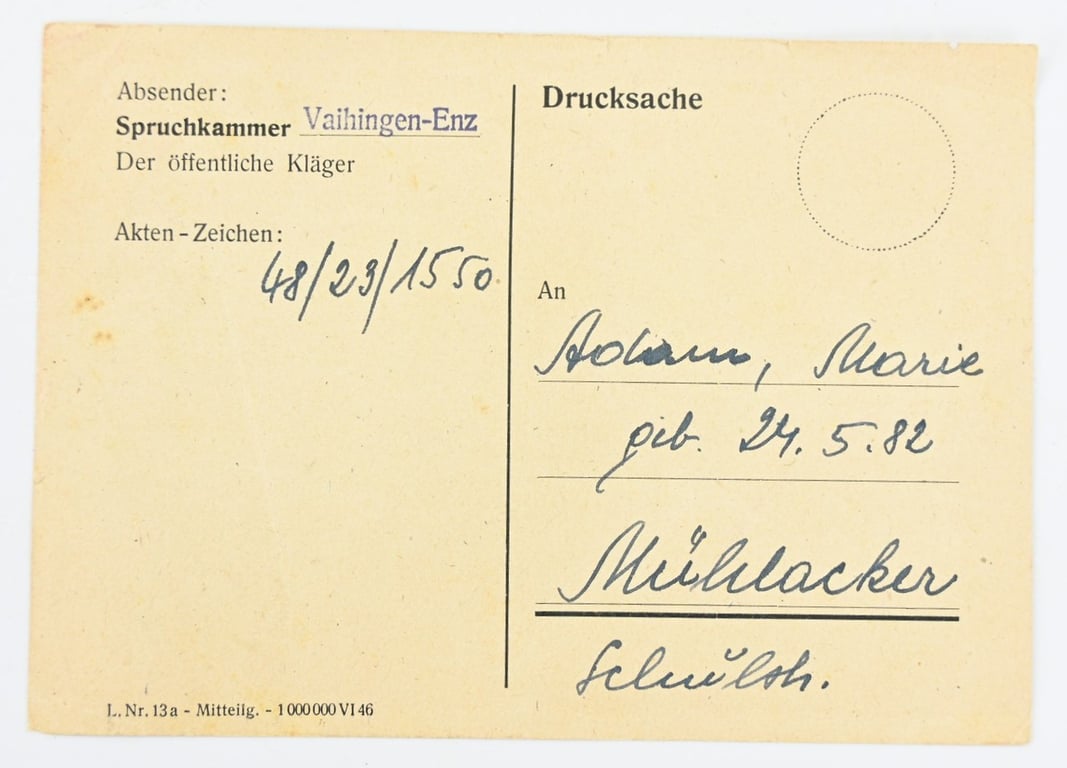 German Certificate of Nazi Clearance