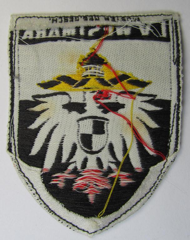 Attractive - and scarcely encountered! - neatly 'BeVo'-woven, 'Der Stahlhelm - Bund der Frontsoldaten (Sta)'-related, so-called: 'Ärmelabzeichen des Landesverband (L.V.) Westmark'
