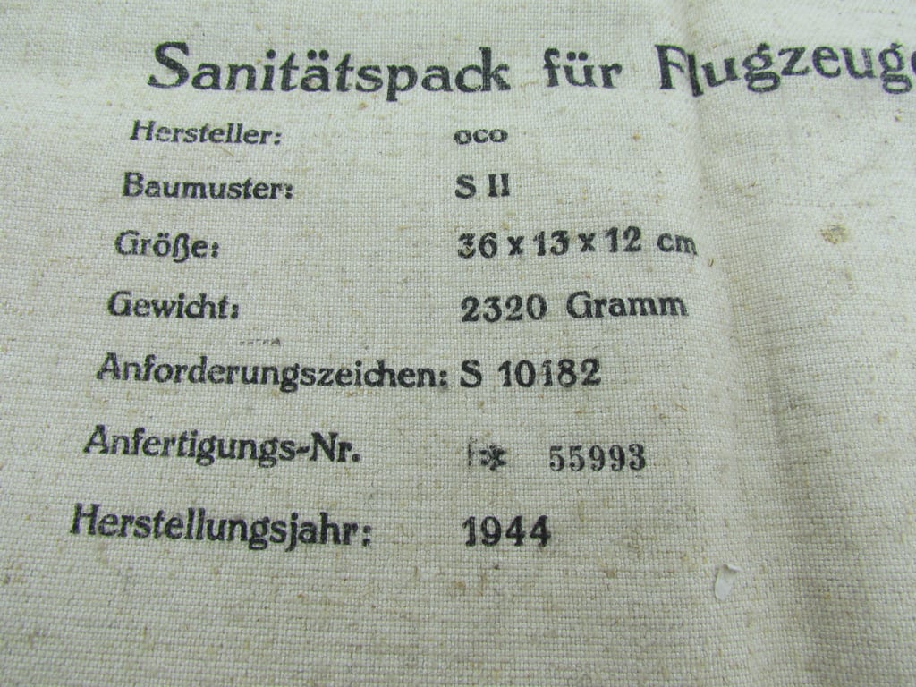 Rare Luftwaffe Aircraft Medical Pack Cover (Sanitätspack für Flugzeuge) – 1944