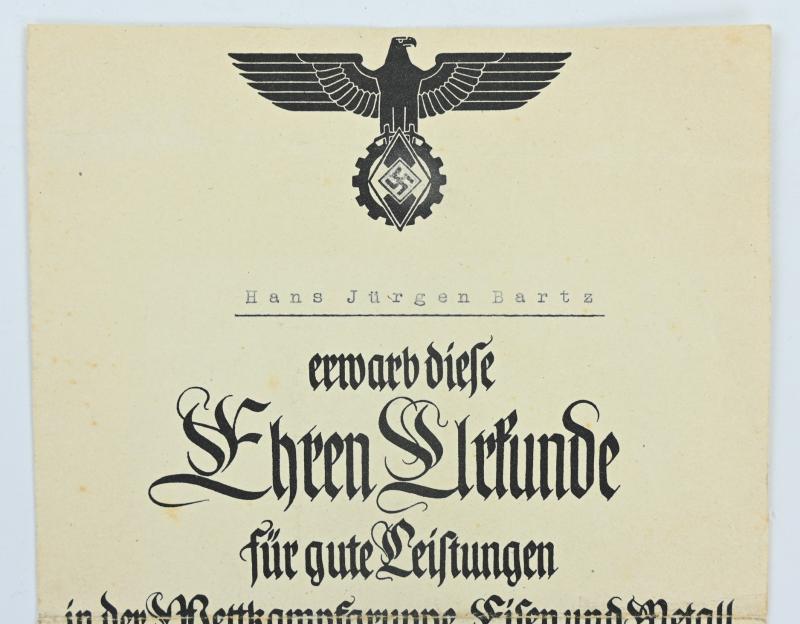 German Hitler Youth Certificate Set