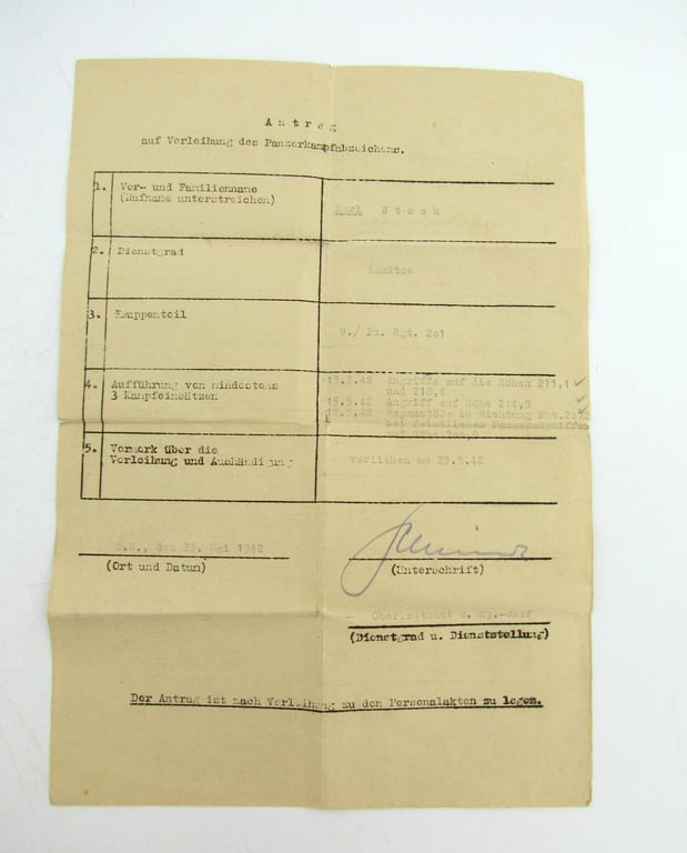 Document/Medal grouping, 23rd Panzer divison Panther V crewman ( including Panzerkampfabzeichen 25!)