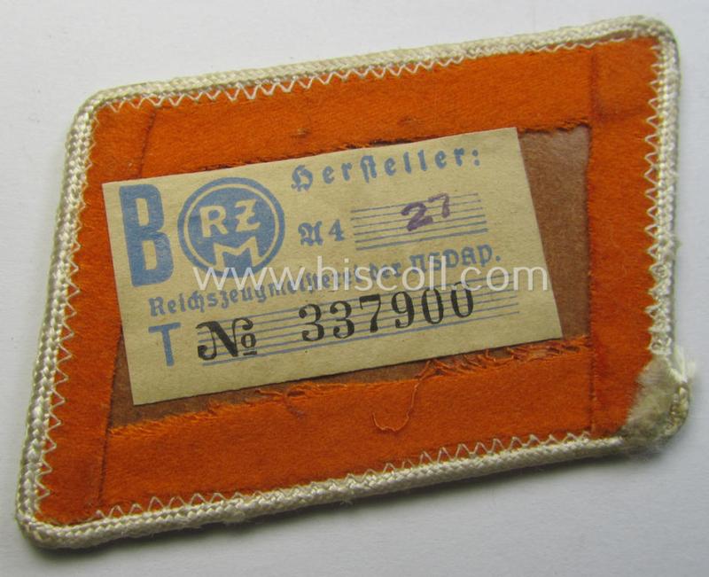 Single, SA (ie. 'Sturmabteilungen') collar-patch as executed in golden-yellow-coloured wool (and piped in white!) as intended for an: 'SA-Mitglied' serving within the 'SA-Standarte 180' ('SA-Gruppe Elbe o. Neckar')