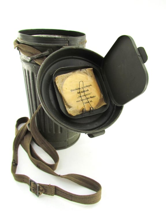 Wehrmacht Early Short Gasmask Cannister With Straps