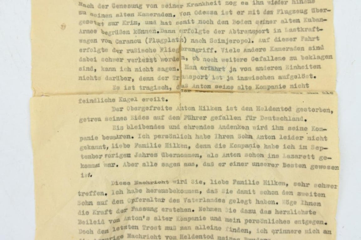 German WH KIA Letter 'Krim A.N.R. 596'