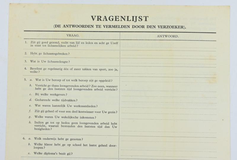 Dutch NAD Enlistment Paper