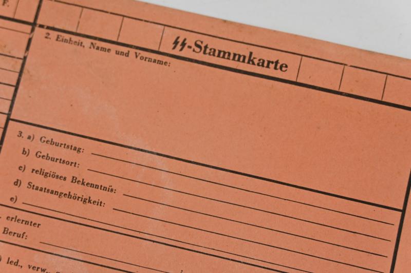 German Waffen-SS 'Stammkarte' Personal Record File