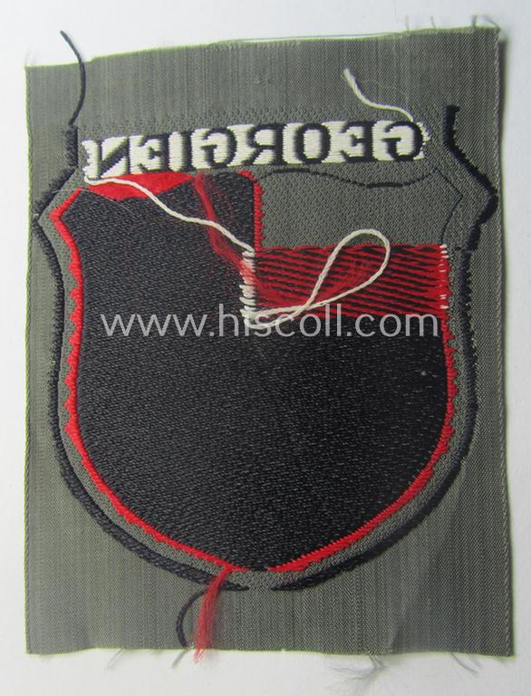 'BeVo'-type armshield entitled: 'Georgien' (being a 'virtually mint- ie. unissued' example as intended for a volunteer who served within the 'Deutsche Wehrmacht' ie. within the 'Georgisches Legion')