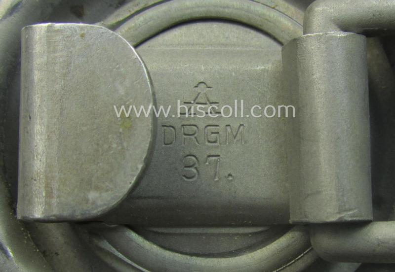 Officers'-pattern, aluminium-based belt-buckle being a clearly marker- (ie. 'A'-) marked and '1937'-dated example as was specifically intended for commissioned-staff serving within the: 'RAD' (or: 'Reichsarbeitsdienst')