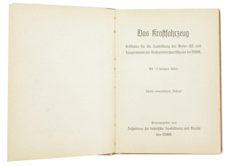 German NSKK Booklet 'Das Kraftfahrzeug'