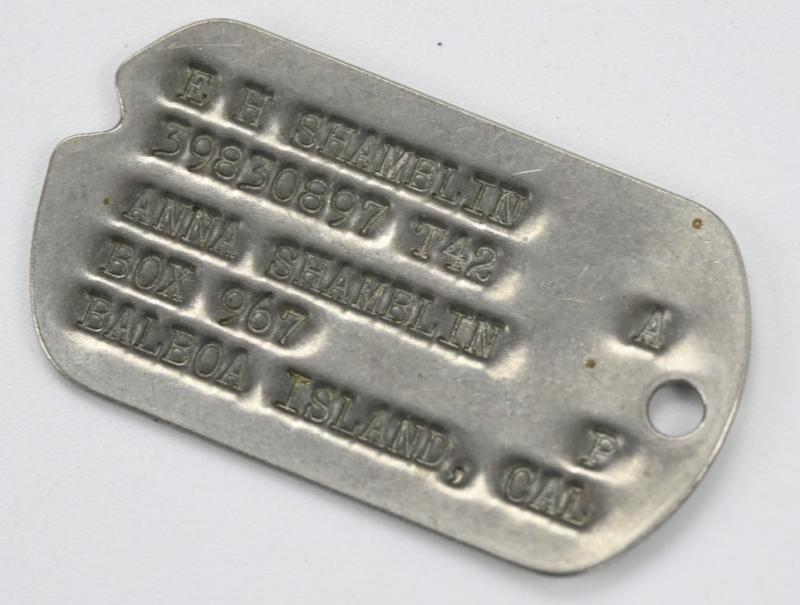 US WW2 Dog-Tag 30th Field Artillery 'Edgar H. Shamblin'