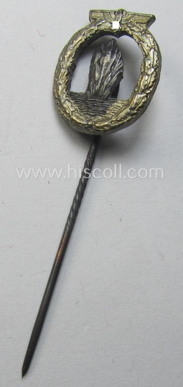 WH (KM) 'Kriegsabzeichen für Minensuch-, U-Boot-Jagd und Sicherungs-Verbände' (being a non-marked example as produced by the 'Wilh. Deumer'-company) as was executed in multi-coloured 'Buntmetall' and that comes with its miniature as found