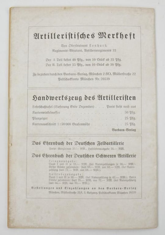 German WH Magazine 'Artilleristische Rundschau' 1936