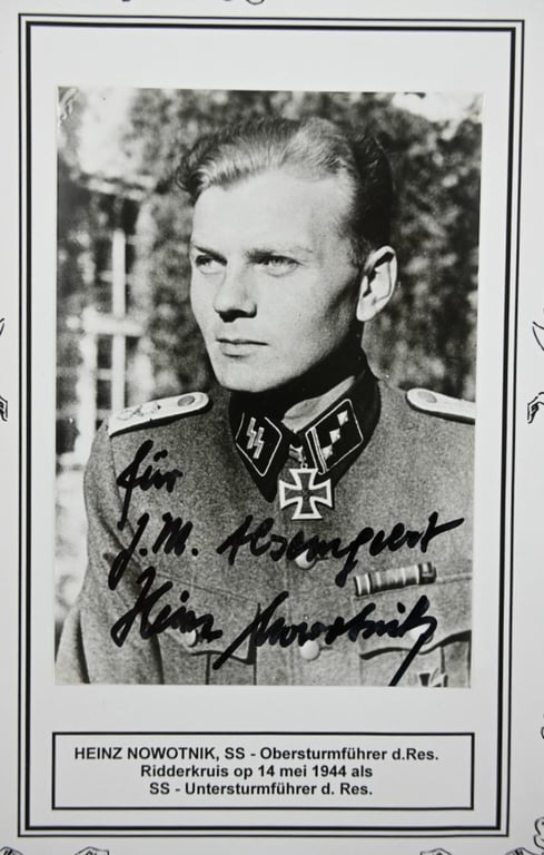 German Waffen-SS Knight's Cross Recipient Portait Picture with Signature 'Heinz Nowotnik'