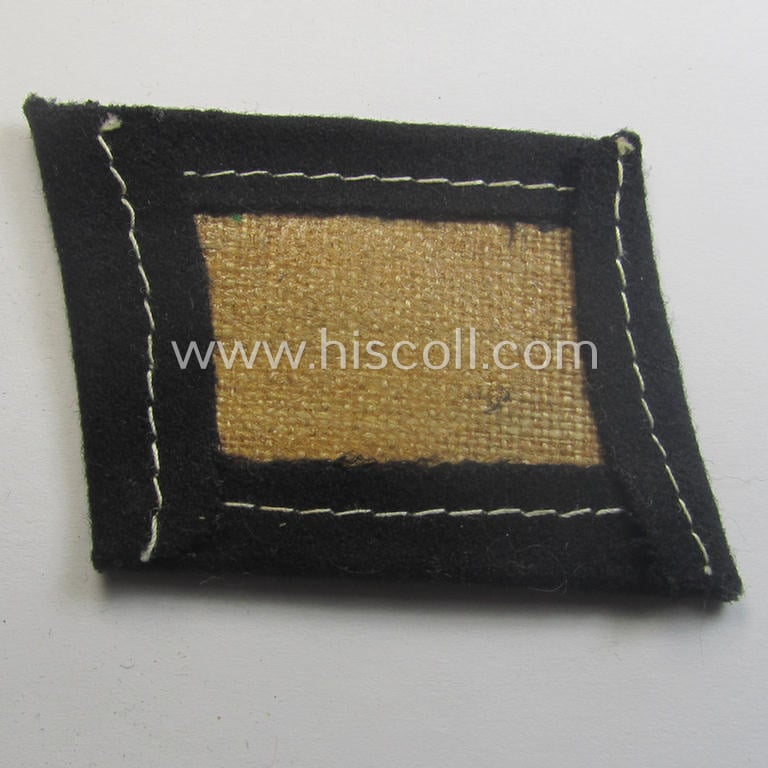 Waffen-SS, EM-pattern rank-collar-rank-tab ('Kragenspiegel') being a 'standard-issue'-pattern example as executed in black-coloured wool as was intended for usage by an: 'SS-Mann'