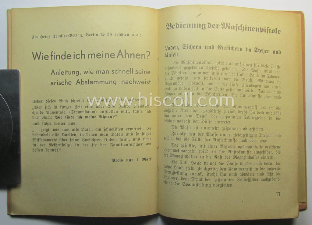 WH-related instruction-booklet entitled: 'Die Maschinenpistole und ihr Gebrauch'