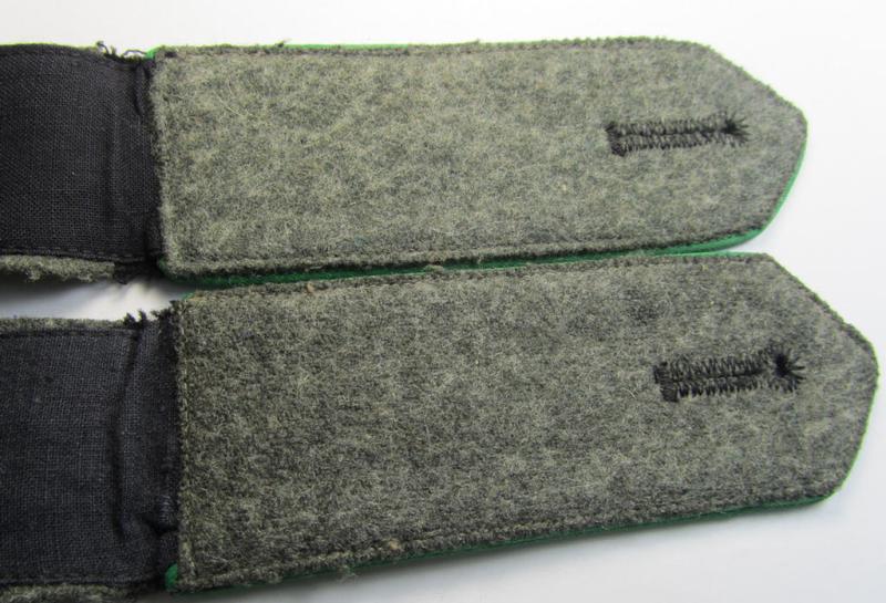 Attractive - and actually scarcely encountered! - pair of EM- (ie. NCO-) type shoulderstraps as was intended for usage by a member who served within the 'Sicherheitsdienst'- (ie. 'SD'-) related so-called: 'Schützmannschaften' (ie. 'Schuma')