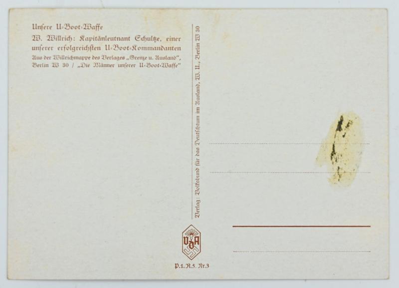German KM Postcard 'Kapitanleutnant Schulze'