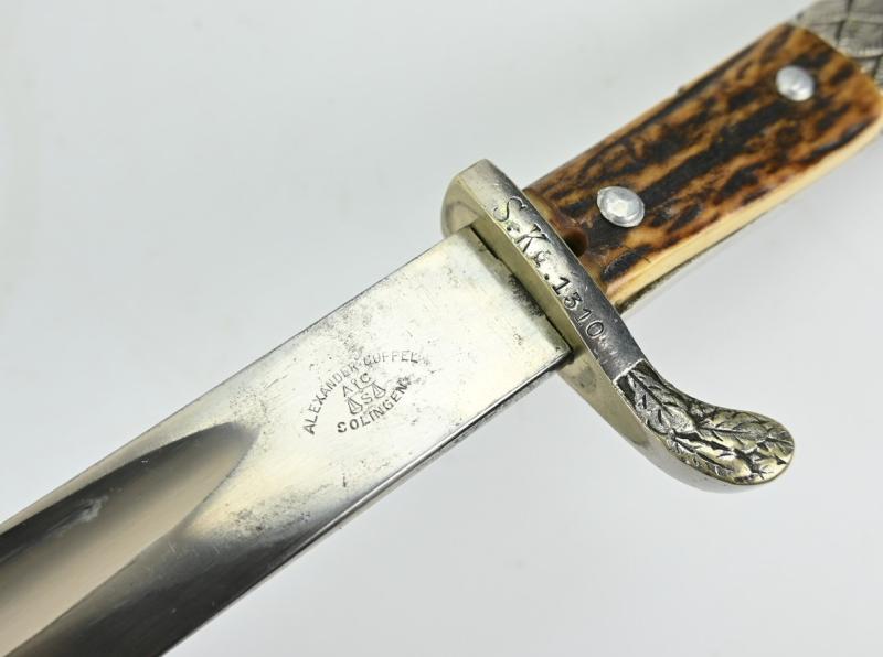 German Police Stag Handled Dress Bayonet with Frog