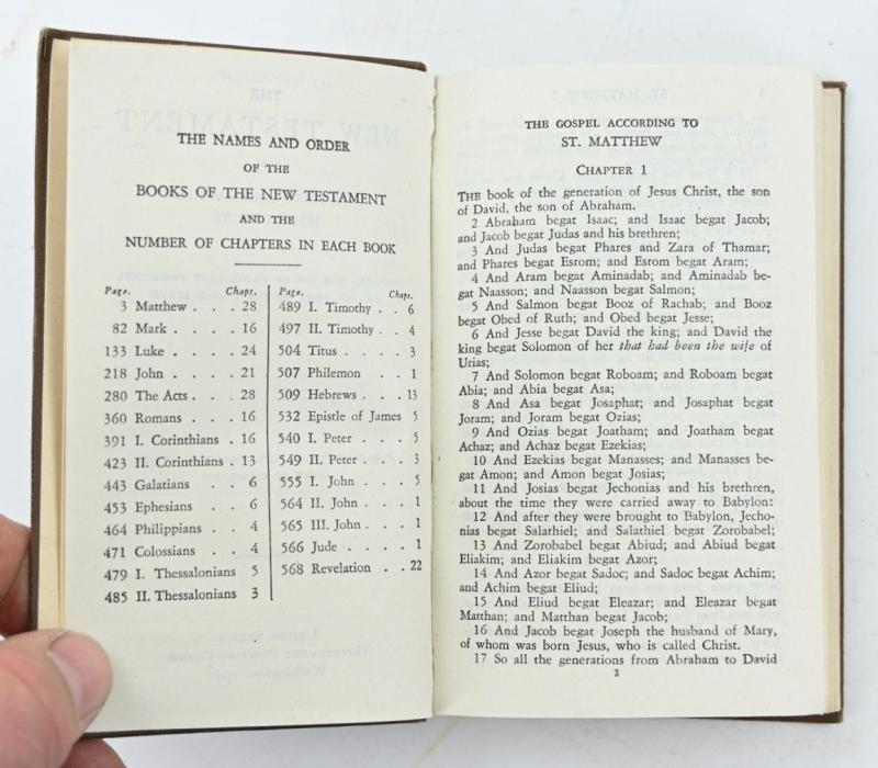US WW2 New Testament Bible Book