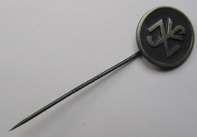 Attractive, so-called: N.S.V. (ie. 'Nationalsocialistische Volkswohlfahrt') membership-lapel-pin being an 'RzM - 35'-marked example as executed in silverish-black-toned 'Buntmetall'