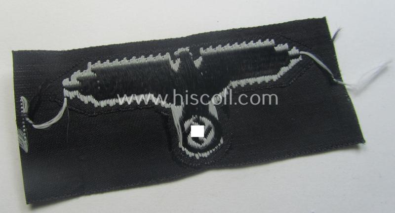 Mid- (ie. later-) war-pattern 'Waffen-SS'-type so-called: 'BeVo'-pattern, EM- (ie. NCO-) type side-cap eagle that comes in a never used- (ie. unconfectioned and 'virtually mint- ie. unissued'-), condition