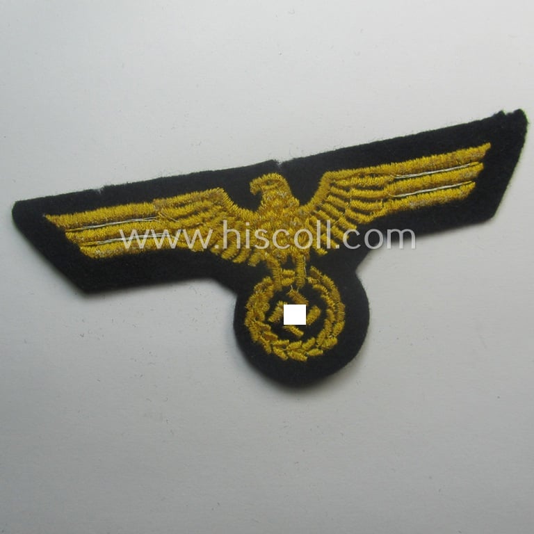 WH (Kriegsmarine) breast-eagle (ie. 'Brustadler für Mannschaften u. Uffz. der Kriegsmarine') being a 'standard-pattern'- and neatly machine-embroidered example that comes in a never used- (ie. still 'virtually mint'), condition
