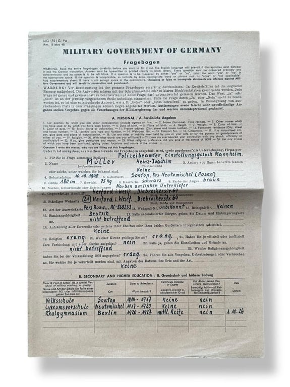 Grouping of Hauptmann Heinz-Joachim Müller