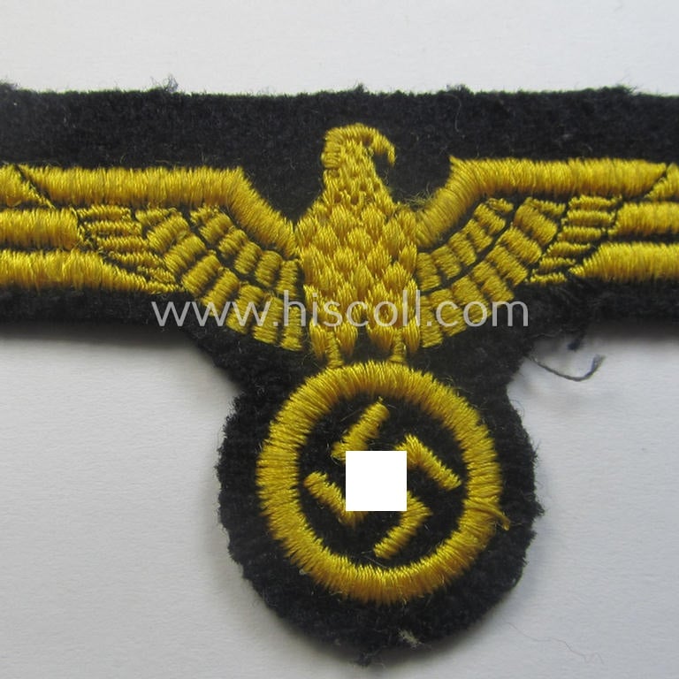 WH (Kriegsmarine) breast-eagle (ie. 'Brustadler für Mannschaften u. Uffz. der Kriegsmarine') being a 'standard-pattern'- and neatly machine-embroidered example that comes in a hardly used- ie. still 'virtually mint', condition