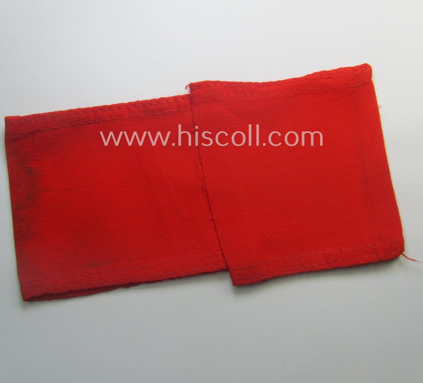 Attractive - and scarcely found! - EM- (ie. NCO-) pattern, 'Reichsluftschutzbund' (ie. 'RLB'-) service-armband showing a period-attached capital 'W'-character as intended for usage by a member serving as an: 'RLB-Wache' (ie. air-raid-warden guard)