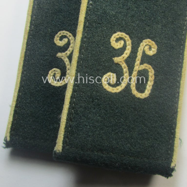 Pair of WH (Heeres) neatly 'cyphered', EM-type (ie. 'M40'-pattern) shoulderstraps: 'Soldat des Infanterie-Rgts. 36'