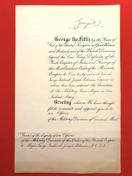 AUTHENTIC MILITARY CITATION HAND SIGNED BY HRH KING...
