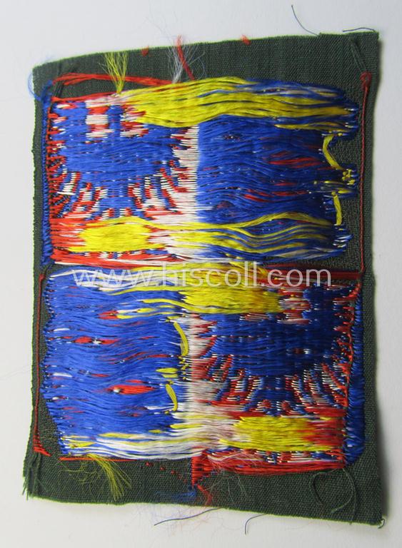 Colourful and neatly 'BeVo'-woven armshield as was specifically intended for a volunteer who served within the: 'Luftschutzpolizei Böhmen-Mähren' (as situated in the: 'Protektorat Böhmen-Mähren')