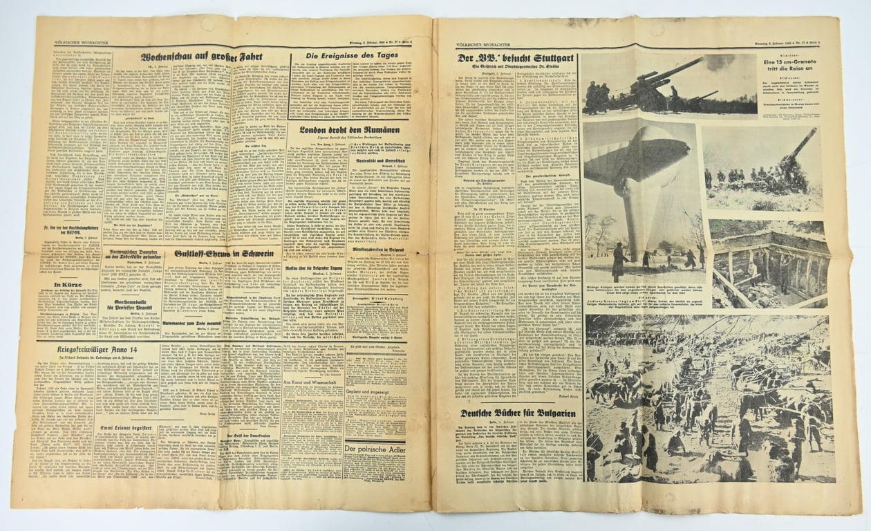 German Newspaper Volkischer Beobachter 6 February 1940