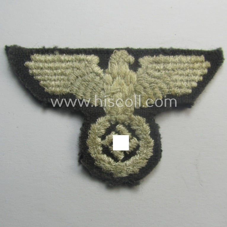 Unusual, so-called: 'DAF'- (ie. 'Deutsche Arbeitsfront'-) ie.: 'Werkschar'-related side-cap- (ie. 'Lagermütze'-) eagle as executed in the neat machine-embroidered pattern
