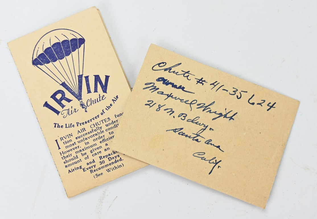 USAAF WW2 Named AN6510-1 Seat Parachute Harness Assembly